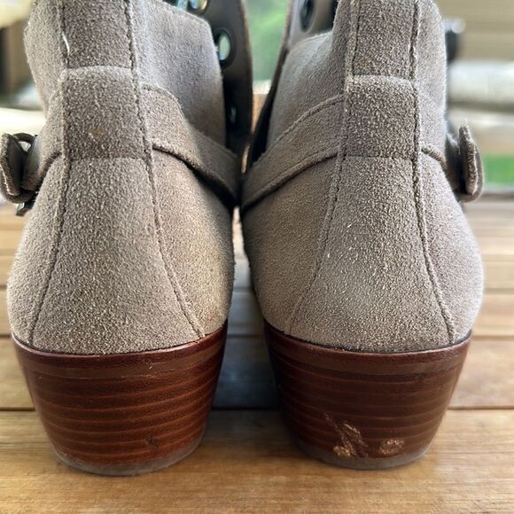 Sam Edelman Pedra Suede Pull On Ankle Boots Putty Taupe Suede Western Booties 9 - Picture 4 of 7